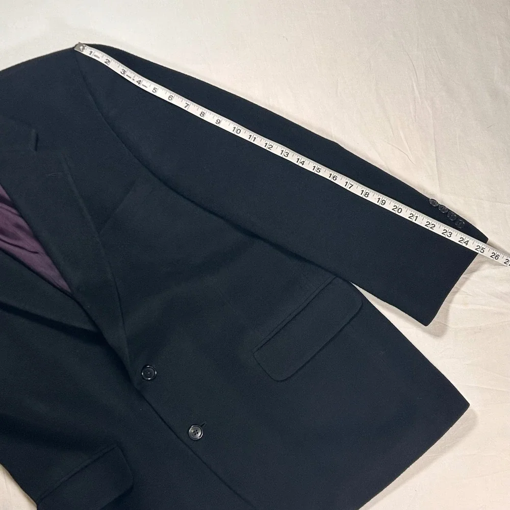 Stafford Mens‎ 46R Blazer 100% Camel Hair Black Two Button Sport Coat